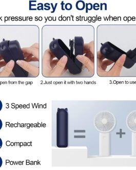 smtfcty USB Table Fan Clip Fan with 2800 mAh Rechargeable Battery, Min Fan with 3 Speed Levels and Lights, 360° Rotation Table Fans Battery for Indoor and Outdoor Use