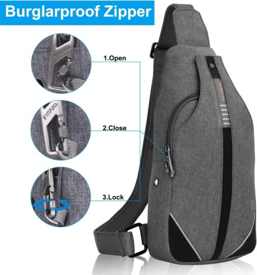 WATERFLY Anti-Theft Sling Bag for Men and Women, Chest Bag, Hippie Crossbody Bag, Multipurpose Daypack – Bild 3