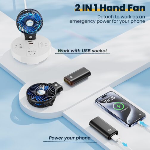 HandFan Portable Hand Fan, Folding Desktop USB Battery Fan with 5200mAh Power Bank Function, Mini Electric Personal Fan for Office/Home/Outdoor/Camping/Stroller – Bild 3