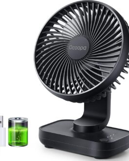 OCOOPA USB Fan Ultra Quiet – 4000 mAh Table Fan, 4 Speeds, Mini Fan for Desk, Home and Office, Black