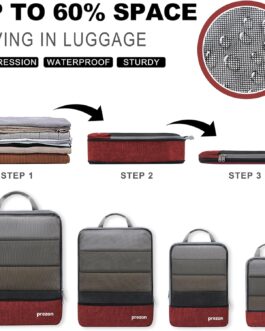 Prezon Compressible Packing Cubes for Organising Your Travel Luggage, Compression Packing Cube, Packing Bags Set & Luggage Organiser for Backpack & Suitcase