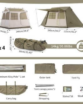 Naturehike Village 5.0㎡ Family Tent Pop Up Tent Home Tent Camping Tent Camping Tent for 2-4 People Large Tunnel Tent with 2000 mm Hydrostatic Head