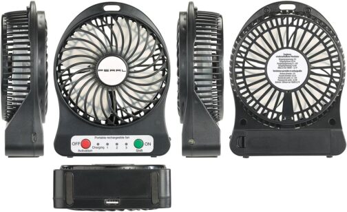 PEARL Battery Table Fan: 2-in-1 Battery Table Fan with LED Light, 1300 mAh (Mini Fan, Mini Table Fan, Small Battery) – Bild 3