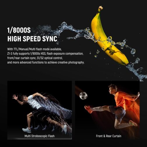 NEEWER Z1-S TTL Flash Speedlite Round Head Flash Light for Sony Cameras, 76Ws 2.4G 1/8000s HSS, 10 Levels LED Lamp, 2600 mAh Lithium Battery, 480 Shots with Full Power, Recycle in 1.5s Flash – Bild 4