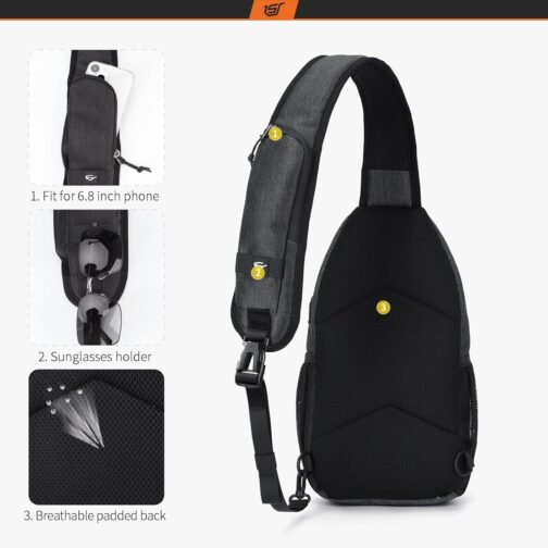 SKYSPER Shoulder Bag Chest Bag Lightweight Sling Bag Small Waterproof Crossbody Shoulder Bag for Hiking Outdoor Sports Travel – Bild 3