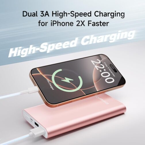 Power Bank Pilot 4GS 12000 mAh External Battery Dual 3A Portable Charger for iPhone 16/15/14/13, Tablet, Samsung Galaxy S23, Huawei etc. Rose Gold – Bild 5