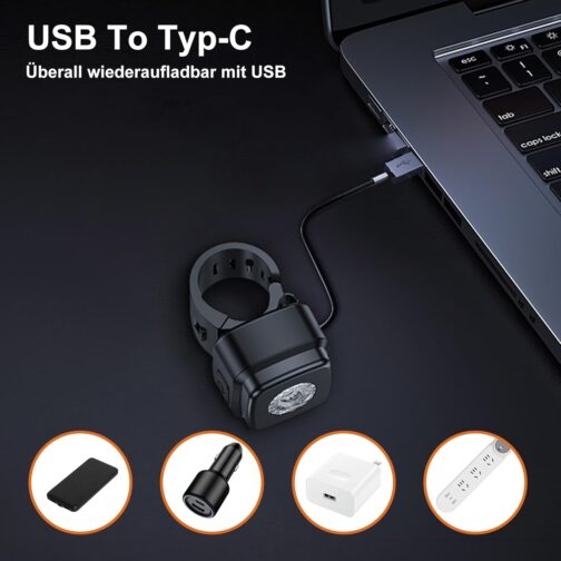 OnMeto Front Light for Bicycle, IPX5 Waterproof Scooter Light, Rechargeable USB Bicycle Headlight, Accessories for Road Bike, Mountain Bike, for Adults, Men, Women, Children – Bild 5