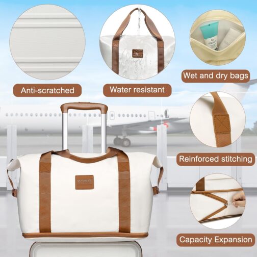 Kono Suitcase Set, ABS Hard Shell Hard Case Trolley with TSA Lock, Travel Suitcase, cream white – Bild 3