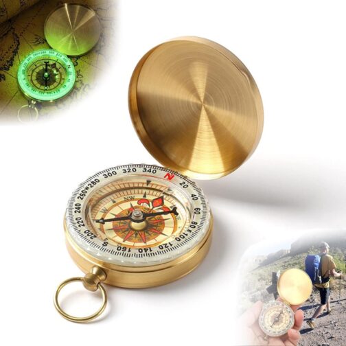Children's Compass, Portable Compass Pocket Compass, Outdoor Compass, Waterproof Pocket Compass Made of Brass with Fluorescence and Navigation Tools for Outdoor Activities such as Camping Hiking