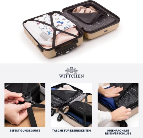 Wittchen Sturdy Suitcase, Trolley, Hand Luggage, Cabin Case. Dimensions: 54 x 39 x 23 cm. Capacity: 38 L. Weight: 2.8 kg. ABS, gold – Bild 7