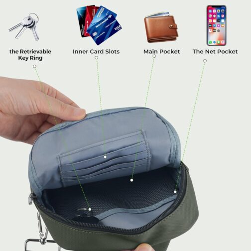 Tibroni Sling Bag Shoulder Bag Chest Bag Shoulder Bag Men Women with RFID Blocking, Shoulder Bag, Chest Crossbody Bag, Men's Bags, Small, Travel Body Bag, Mobile Phone, Belly Sports, Hiking, Left – Bild 9