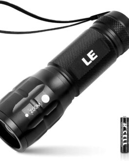 LE LED Torch Small, LE1000 Extremely Bright Zoom-able Mini Torches Battery Operated for Children, Portable, Waterproof Torch, Torch for Camping, Outdoor, Hiking, Emergencies