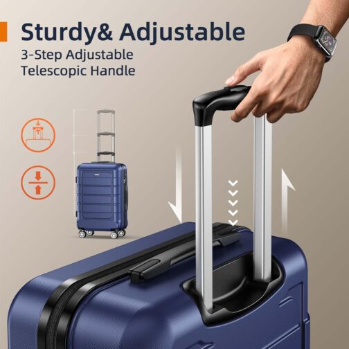 SHOWKOO Suitcase Set Hard Case Set Lightweight ABS and PC Expandable Relse Case Set, Durable Trolley, Hand Luggage Suitcase with TSA-Lock and 4 Wheels, blue – Bild 4