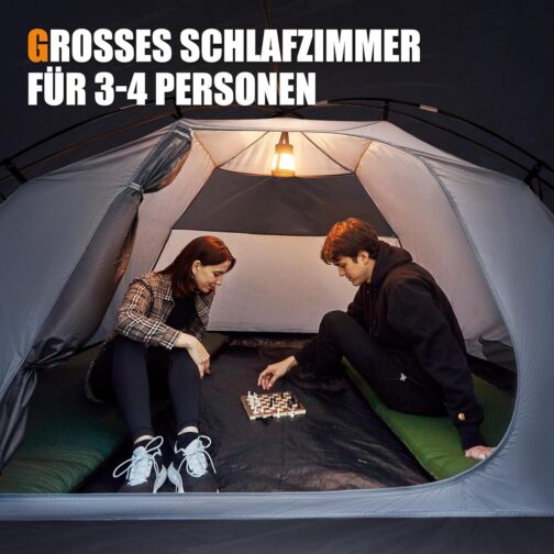 PORTAL Blackout Zelt 3-4 Perosonen mit Vorzelt Camping Kuppelzelt 4000mm wasserdicht Familienzelt Festivalzelt Outdoor für Camping Reise – Bild 6