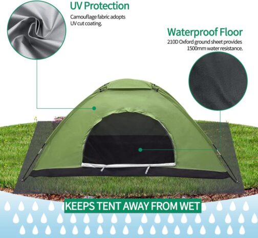 Tent 2 Person Waterproof, Ultralight Camping Tent, Easy Setup 2 Man Tent, Small Pack Size, Dome Tent for Outdoor, Bike Packing, Trekking – Bild 5