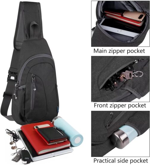 TITECOUGO Lightweight Chest Bag Small Shoulder Bag Lightweight Crossbody Backpack for Men Women and Children Shoulder Bag for Sports and Outdoor Use – Bild 2
