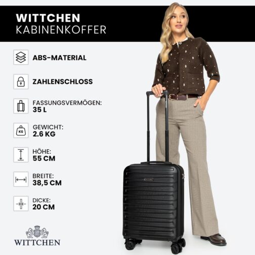 WITTCHEN Skyspeed Line ABS Hard Shell Suitcase Travel Suitcase Trolley Combination Lock Telescopic Handle 4 Wheels, black – Bild 7