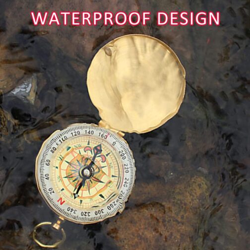 1 Piece Golden Compass Pocket Watch with 2 Pieces Carabiners (Black and Orange) Outdoor Direction Compass Pure Copper Luminous Compass Pocket Watch for Mountaineering and Other Activities – Bild 5