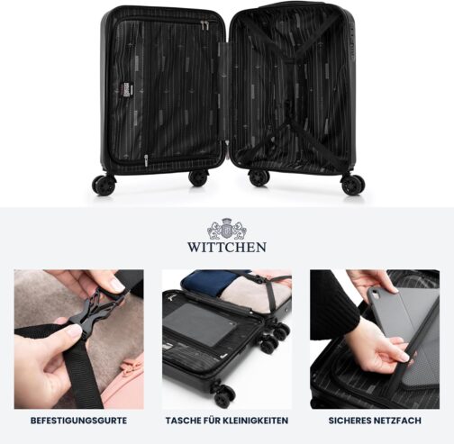 WITTCHEN Skyspeed Line ABS Hard Shell Suitcase Travel Suitcase Trolley Combination Lock Telescopic Handle 4 Wheels, black – Bild 5