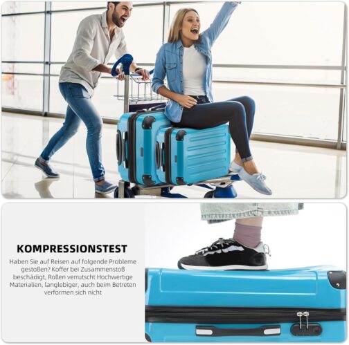 Beibye 2048 Hard Shell Trolley Suitcase with Twin Rollers in a Set with Sizes M, L, XL, Available in 15 Colours PC, turquoise – Bild 7