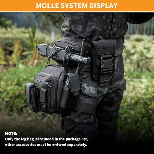Huntvp Tactical Leg Bag, Military Leg Bag, Molle Waist Bag, Sport Tactical Leg Bag, Army Leg Pockets Waterproof Belt Bag, Tool Bag for Leg Men, Women, Motorcycle, Hiking, Outdoor – Bild 6
