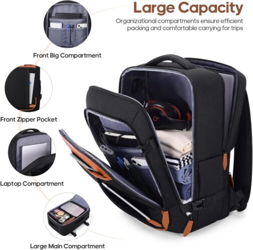 Roadcheer Hard Shell Suitcase Set with 4 Wheels, Large, PC Lightweight Travel Suitcase with TSA Lock, Black - Brown, Luggage set, 5 pieces, Modern – Bild 5