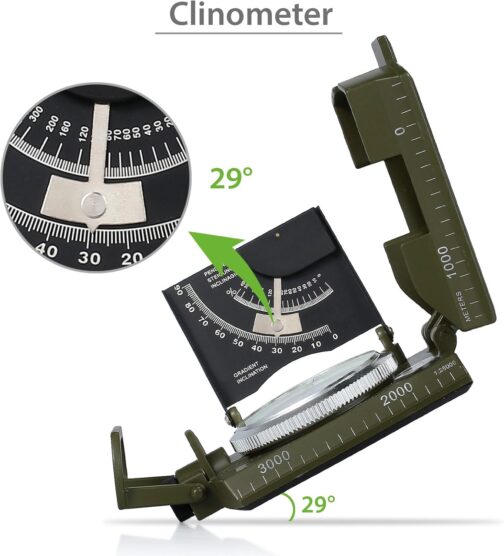 Proster Military Marching Compass Professional Pocket Compass with Clinometer Carrying Strap Bag for Hunting Hiking and Outdoor Activities – Bild 7