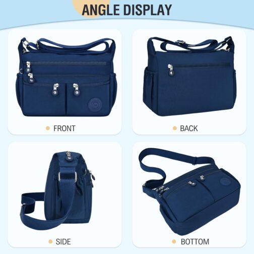 TEUEN Crossbody Bag Women's Large Capacity Waterproof Nylon Shoulder Bag Women's Medium Casual Handbag & Lightweight Shoulder Bag Large Messenger Bag with Many Compartments, blue, M, Minimal – Bild 7