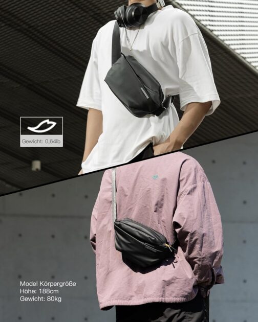 Inateck Sling Bag, Stilvolle Umhängetasche mit verstellbarem Schultergurt, wasserabweisende Umhängetasche für Damen und Herren – Bild 7