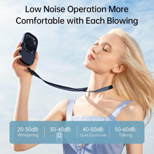 JISULIFE Handheld Fan, Mini Fan, Small Portable Fan with Holder, Rechargeable USB Eyelash Fan with 3 Speeds, Make Up Fan for the Office Outdoors, Blue – Bild 5