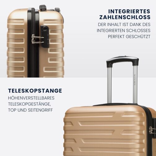 Wittchen Sturdy Suitcase, Trolley, Hand Luggage, Cabin Case. Dimensions: 54 x 39 x 23 cm. Capacity: 38 L. Weight: 2.8 kg. ABS, gold – Bild 6