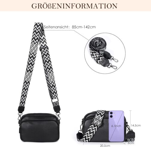 TANTOMI Umhängetasche Damen, Echtes Leder Klein Crossbody Bag Damen Handytasche zum Umhängen, Moderne Handtasche Taschen mit Breitem Schultergurt, Tasche Damen Tägliches Arbeiten, Einkaufen, Reisen. – Bild 2