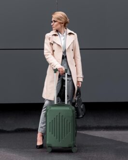 LALAHO Suitcase Set 2/3 Pieces, Travel Suitcase Set with Cosmetic Case, Hard Shell Suitcase Set Made of ABS, Luggage Set with Telescopic Handle, Hand Luggage and Corner Protectors, Dark green-1, M (55