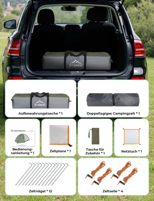 Gysrevi Camping Tent Quick Up Dome Tent Windproof Dome Tent 3-4 Tent People for Camping Outdoor Trekking – Bild 7