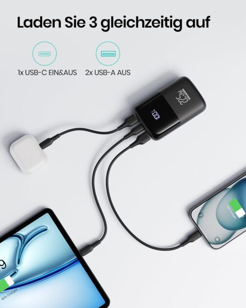 INIU Powerbank, Klein Aber Stark 22.5W 10000mAh PD3.0 QC4.0 Tragbares Schnellladegerät, Externer Akku mit Handyhalterung für iPhone 13 12 Pro Samsung S21 S20 Huawei Xiaomi LG iPad Tablet Airpods usw – Bild 6