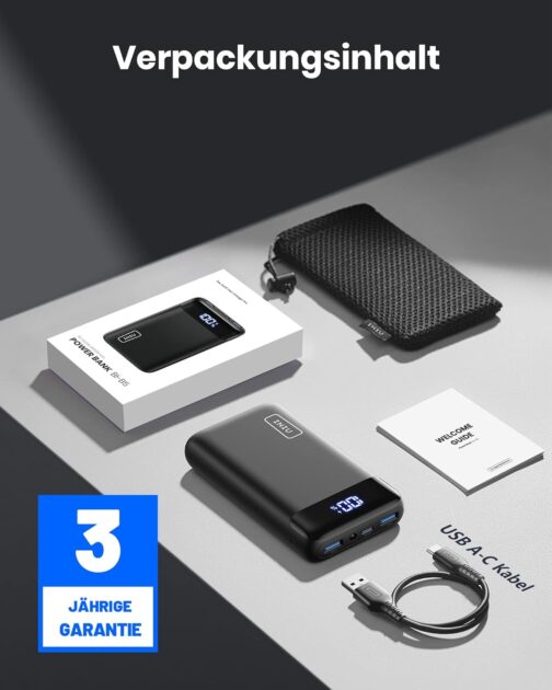 INIU Power Bank, 20,000 mAh, Fast Charging, USB-C Input & Output, 22.5 W External Mobile Phone Batteries, PD 3.0 QC 4.0, Small, Strong, for iPhone 15/14/13/12 Pro, Samsung Galaxy S23, etc. – Bild 8
