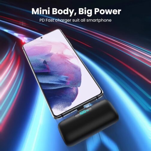 Feob Power Bank USB C 5000 mAh, 15 W PD 3.0 A Fast Charging Power Bank Slim LCD Display Extra Battery Pack Compatible with iPhone 15/15Pro/15 Plus Samsung S23, S22/Note/Huawei/LG, USB-C Phones etc – Bild 2