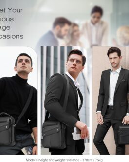 SPAHER Men’s Shoulder Bag, Genuine Leather Shoulder Bag, Large Crossbody Bag, Men’s Shoulder Bag, Business Bags, Travel for iPad 11 Inch