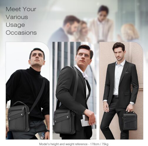 SPAHER Men's Shoulder Bag, Genuine Leather Shoulder Bag, Large Crossbody Bag, Men's Shoulder Bag, Business Bags, Travel for iPad 11 Inch – Bild 2