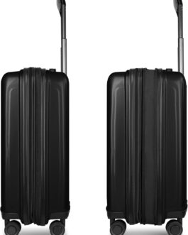 REDOLZ Essentials 14 Regular Items, Black Metallic, Hard shell trolley with swivel castors