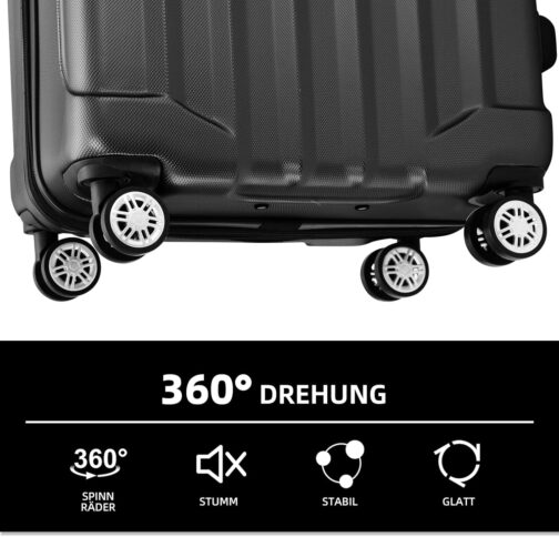 Beibye TSA-Lock 2080 Cabin Luggage, Twin Roller Travel Case, Luggage Trolley Case Set, XL / L / M Board Case, black – Bild 7