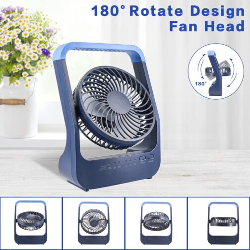 Table Fan USB 20000 mAh Mini Fan, Small Quiet 3 Speeds 180° Rotatable, Long 200 Hours Working Time, USB Desk Fan Easy to Carry for Office, Home and Outdoor Use – Bild 4