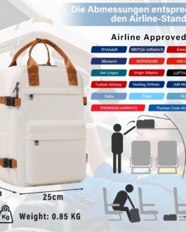 COOLIFE Hand Luggage Backpack for Ryanair 40 x 20 x 25 Travel Backpack Aeroplane 20L Small Hand Luggage Cabin Size Hand Luggage Bag with Laptop Compartment for Weekender Short Trip, black / brown,