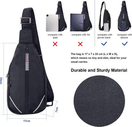 WATERFLY Anti-Theft Sling Bag for Men and Women, Chest Bag, Hippie Crossbody Bag, Multipurpose Daypack – Bild 2