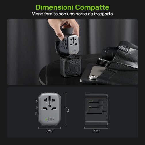 EPICKA Travel Adapter Worldwide, 45 W PD Fast Charge Universal Travel Plug Adapter with 2 USB and 2 USB C, Travel Adapter for Europe, USA, Japan, Korea, Thailand, Australia, Black – Bild 6