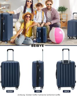 Beibye TSA-Lock 2080 Cabin Luggage, Twin Roller Travel Case, Luggage Trolley Case Set, XL / L / M Board Case, darkblue