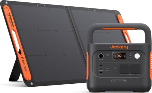 Jackery Solar Generator 1000 v2 with 100 W Solar Panel, 1070 Wh LiFePO4 Portable Power Station, 1500 W AC/100 W USB-C Output, 1 Hour Quick Charge for Outdoor, Off-Grid, RV, Emergency