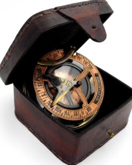 KHUMYAYAD Handmade Brass Sundial Compass Fully Functional with Pure Leather Case