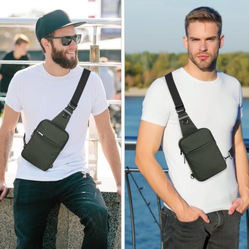 Tibroni Sling Bag Shoulder Bag Chest Bag Shoulder Bag Men Women with RFID Blocking, Shoulder Bag, Chest Crossbody Bag, Men's Bags, Small, Travel Body Bag, Mobile Phone, Belly Sports, Hiking, Left – Bild 7