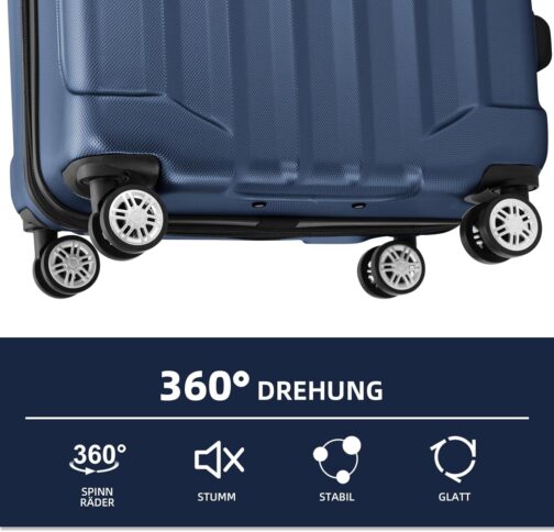 Beibye TSA-Lock 2080 Cabin Luggage, Twin Roller Travel Case, Luggage Trolley Case Set, XL / L / M Board Case, darkblue – Bild 8